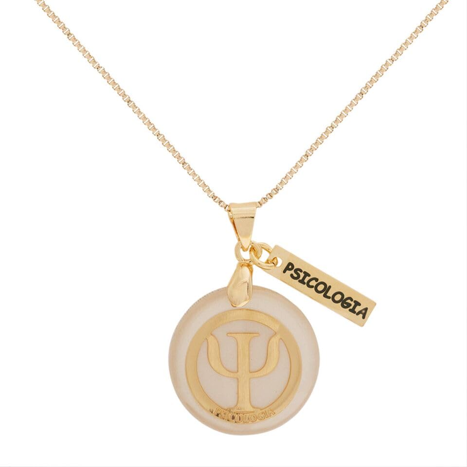 Colar Profissão Psicologia com Pingente Madrepérola – Corrente Veneziana 45 cm, Hipoalergênico, Presente para Psicólogos e Formaturas