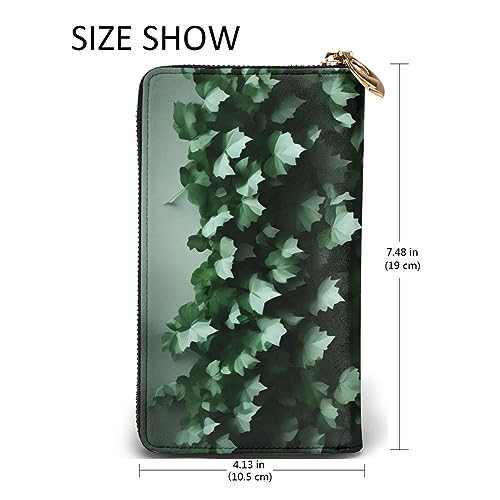 Green Creeper Women's Wallet Long Zip Around, Premium Vegan Leather Wallet with 12 Card Holders, Large Capacity,Gift Ready Packaging3