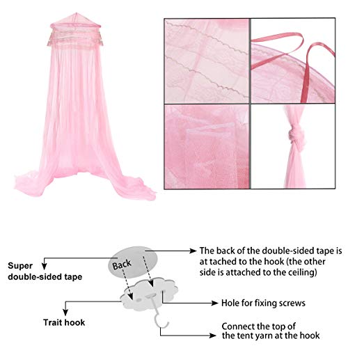 Bed Canopy For Girls Bedroom Decor With Fluorescent Stars Glow In Dark Mosquito Net Canopy Bed Curtains (Pink) #TOP6