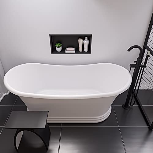 Black Matte Arched Solid Surface Resin Bathroom/Shower Stool by ALFI brand - Image 8