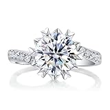 SDyudDS Anillos, Anillo de Compromiso Oro Blanco 18 Quilates for Mujer, diseño Flor Ondulada con moissanita Redonda 1,5(18K White Gold,K 1/2)