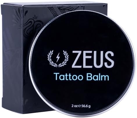ZEUS Tattoo Aftercare Balm with Shea Butter and Natural Oils, Deep Moisture Tattoo Butter for Ink Revitalization, Soothing Skin & Color Protection (Made in USA) 2 oz.