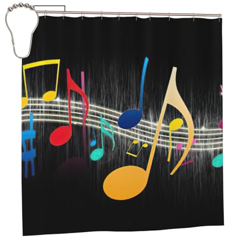 Rideau de douche polyester notes de musique 183x183 cm coloré - 2