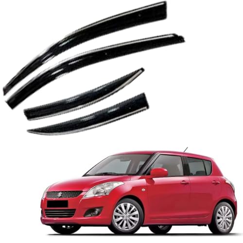 Image of CAR SAAZ Chrome Line Door Visor for Swift (2011-2017)(Set of 4Pcs) | Rain Guard | Wind Deflector