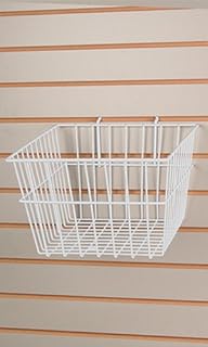 Mini Wire Grid Basket for Slat or Pegboard in White 12 L x 12 W x 8 D Inch