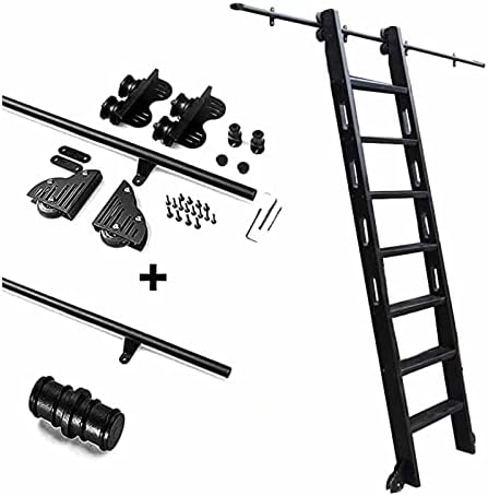 Sliding Ladder Hardware Set with Extension Track - 19.7ft Round Tube Mobile Ladder System for Home, Loft, Library, Indoor Use - Easy Installation, Durable Design