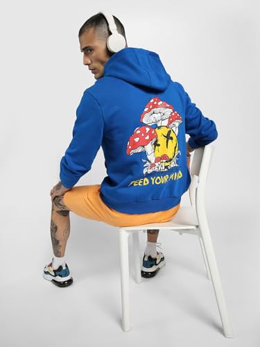 Image of Veirdo Cotton Fleece Regular Fit Full Sleeve Hooded Sweatshirt Front and Back Graphic Printed Jumper Hoodie for Men
