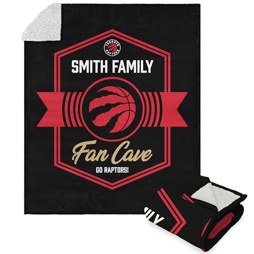 NORTHWEST NBA Toronto Raptors, Dominion, Personalized Silk Touch Sherpa Throw Blanket, 50 x 60 Inches
