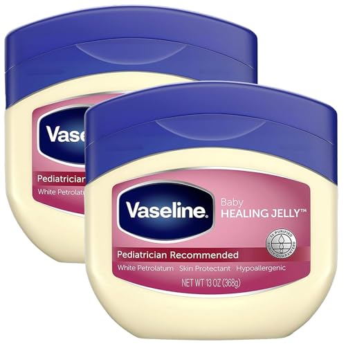 Image of Vaseline Healing Jelly Baby, 2-Pack – Hypoallergenic Moisturizer for Baby Care, Diaper Rash, Sensitive and Dry Skin, Baby Powder Scent, 13 Oz Ea