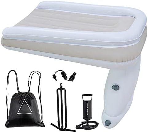 Fonkoufi Inflatable Toddler Travel Bed，Kids Travel Bed- Portable Baby Bed, Airplane Travel Essentials Kids，Toddler Air Mattress Suit for Economy Seats, Train, Car