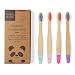 Wild & Stone | Cepillo de dientes de bambú orgánico para niños | Paquete de 4 colores dulces | Cerdas de fibra blanda | Mango 100% biodegradable | Cepillos de dientes veganos orgánicos para niños
