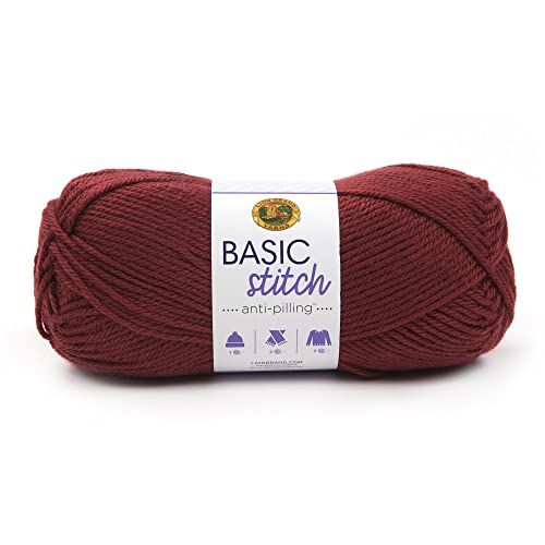 Image of Lion Brand Yarn Basic Stitch Anti-Pilling Knitting Yarn, Yarn for Crocheting, 1-Pack, Pomegranate