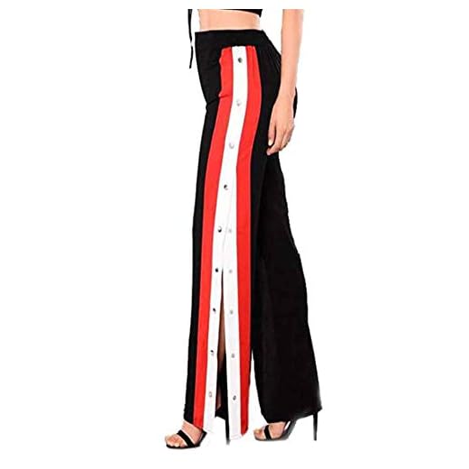 Inlefen De las Mujeres Sexy Cintura Alta Pantalones Pierna Ancha Pantalones Ocio Botón Apertura Lateral Pantalones