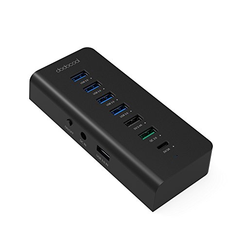 dodocool 7-Port Hub with 4 Data Transfer USB 3.0 Ports and 3 Charging