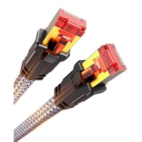 Snowkids Cat 8 Ethernet Cable 15 ft, High Speed Gaming 40Gbps 2000Mhz S/FTP, Network Cord with RJ45 Internet Connector for TV/Computer/Modem/Router/ps-5, LAN Cable Shielded in Wall Indoor & Outdoor