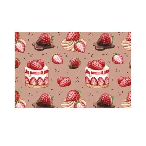 ���փ}�b�g �X�g���x���[�`���R���[�g�t���[�c�P�[�L�V�z�j���M�t�g�t�@�~���[ 50×80cm doormat Strawberry Chocolate Fruits Cake Housewarming Gift Family