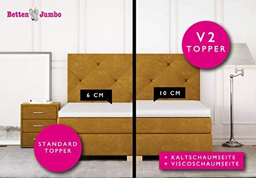 Betten Jumbo Prince Boxspringbett 200x200 cm 7-Zonen TFK Härtegrad H4 und Pocket Air Topper | Farbe Coffee-Braun – Bild 5