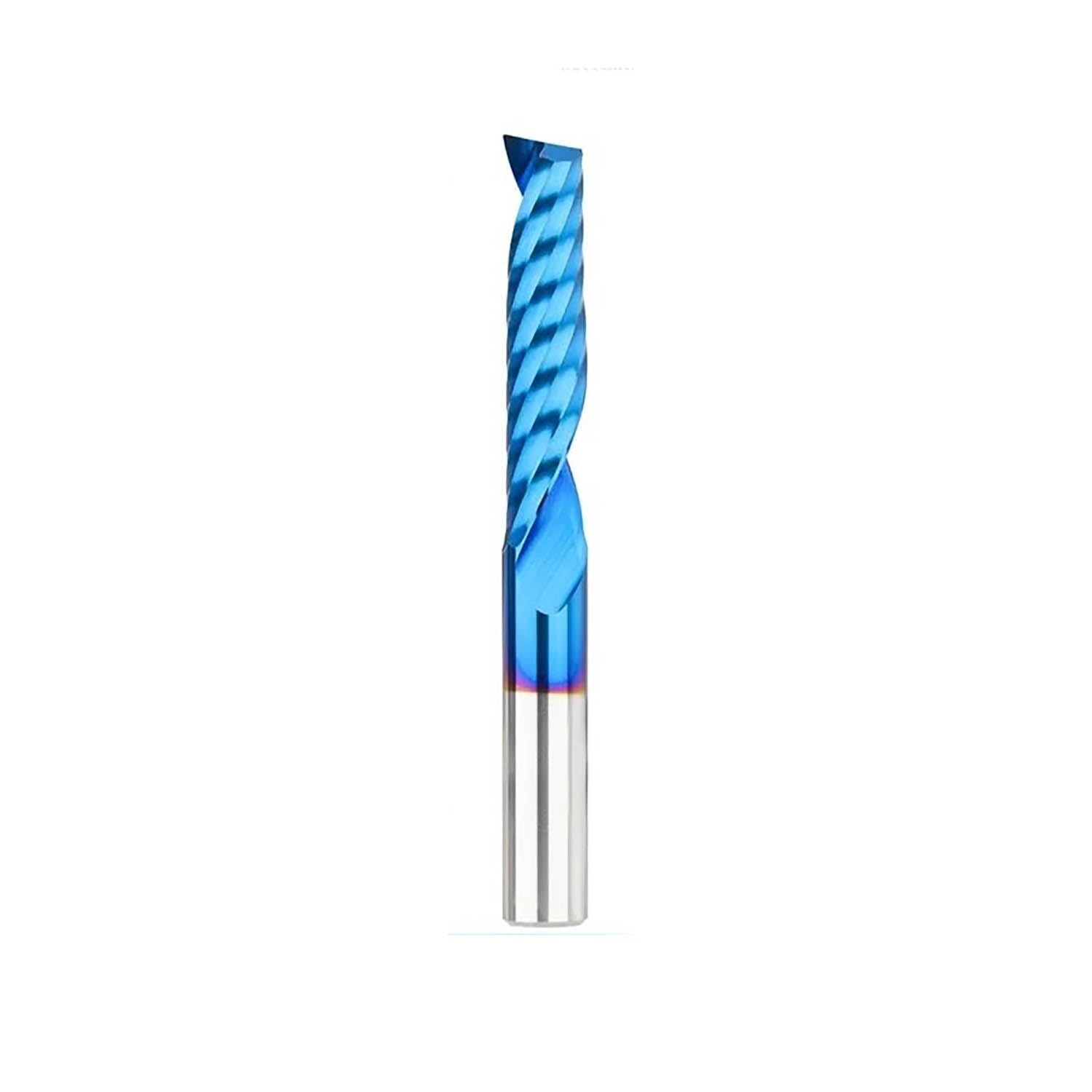 4/6mm Shank Milling Cutter 1 Flute End Mill Carbide End Mill Blue Coating CNC Router Bit Single Flute End Mill(6x52x80L)