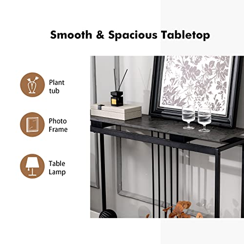 Table console 120x30 aspect marbre noir, LIFEZEAL