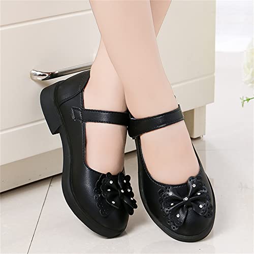 Children Shunky Heel Flower Sandals Fashion Princess Shoes Performance Sandals Children Shoes Baby Girl Walking Shoes (Black, 11.5 Little Child)2