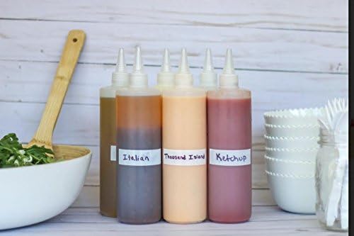 Premium Plastic Squeeze Squirt Bottles for Sauces with Leak-Proof Cap (6-pack) with Writable Exterior and Funnels | Ideal for Condiments, Ketchup, BBQ, Paint, Workshop and Pancake Art (16 oz)
