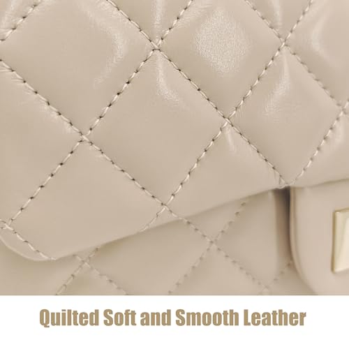 Image of M-ioi-M Small Quilted Crossbody Bags for Women,Leather Shoulder Bag with Gold Chain Strap,Metal Top Handle Flap Evening Purse