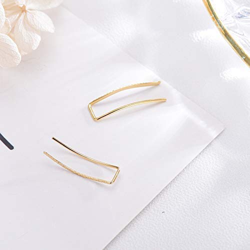 Genbz Chic Ear Climbers Handcrafted Hammered Ear Climber Earrings Minimalist Ear Crawler Sterling Silver Ear Crawler Earrings(Gold) #TOP4