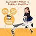 YBIKE Pewi Walking Toddler Ride On Toys - from Baby Walker to Toddler Balance Bike for Ages 9 Months to 3 Yrs, Durable Walking Buddy Push Toy, Comfortable, Indoor & Outdoor, Up to 44 Lbs, Gray