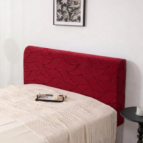 Image of HOMETHREADS Stretchable Velvet Headboard Cover | Soft, Dust-Proof & Wrinkle-Resistant Bed Back Protector | Fits Leather, Wooden & Fabric Bedsides | for 3ft to 3.5ft Beds (Maroon, 90x65Cm)