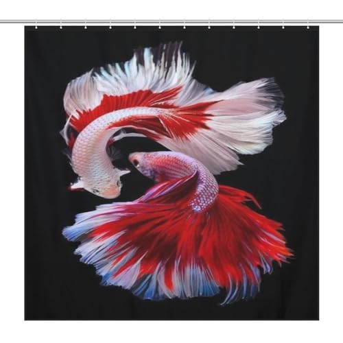 Rideau de douche poisson en tissu polyester imperméable 183x183cm - 7