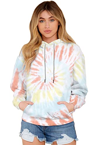 Glam Tie Dye Hoodies For Women - Pullover Tie Dye Sweatshirt With Ties - S… Multicolor #TOP1