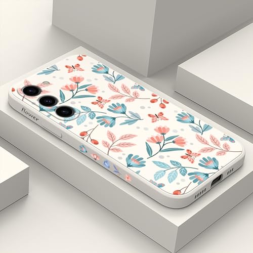 Coque Samsung S23 Plus silicone motif feuille blanche protection mince 6,6 pouces