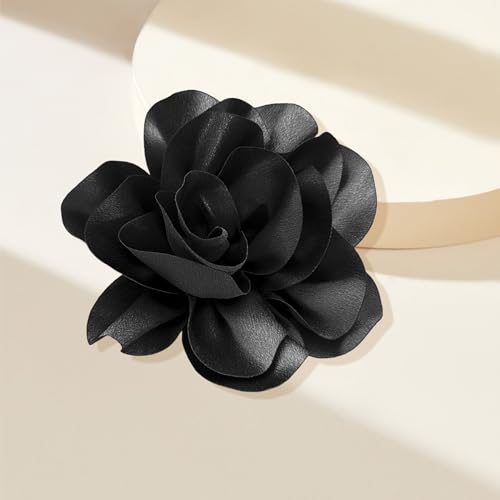 Image of Dainty Satin Fabric Flower Brooches for Women Large Rose Floral Brooch for Party Dance Wedding Banquet Elegant Camellia Fashion Brooch Pin for Women Girl 5.5inch