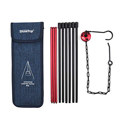 Xergur Camping Tripod, Portable Outdoor Cooking Tripod with Adjustable Hang Chain for Campfire Picnic Hanging Pot Grill Stand Mini Lightweight Aluminum Cookware Accessory with Storage Bag