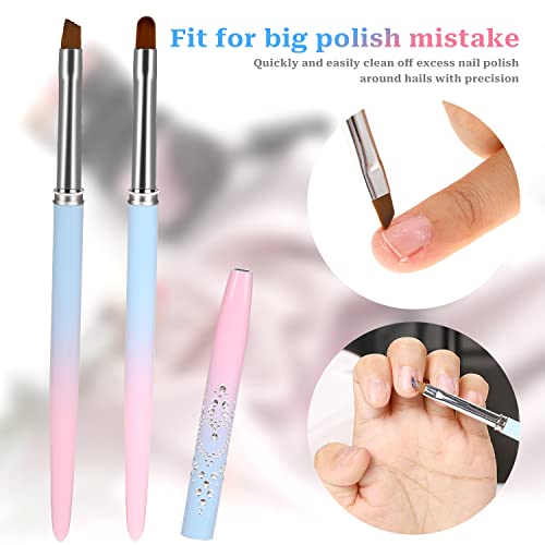 Sliverdew Nail Art Clean Up Brush, 2Pcs Round&Angled Nail Polish Clean Up Brush For Cleaning Fingernails, Professional Nail Painting Brushes For Nail Art Design #TOP1
