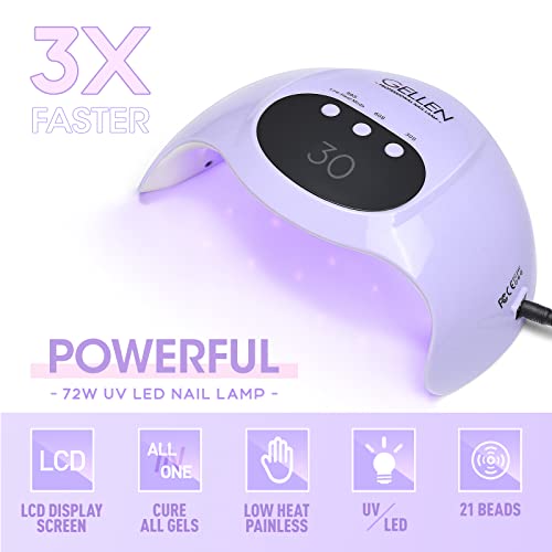 Gellen Uv Led Nail Lamp With Electric Nail Drill, 72W Uv Light Nail Dryer For Nails, Nail Files For Acrylic Nails Professional Gel Nail Polish Curing Lamp With Sensor 3 Timers Nail Art Manicure Tools #TOP2