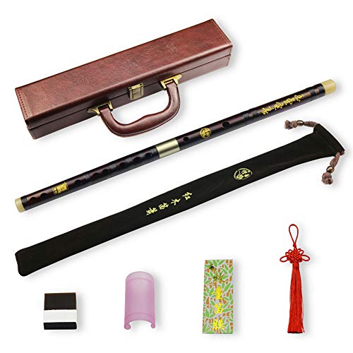 C/D/E/F/G Key Dizi Flûte en bambou pour débutants avec membrane gratuite et colle et protection Instrument chinois traditionnel Key of F/Professional Rosewood Cover