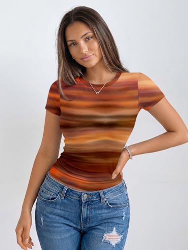 Image of Trendy Queen Womens Basic T Shirts - Stretchy Soft Slim Fit Short Sleeve Y2k Cute Summer Crop Workout Tops
