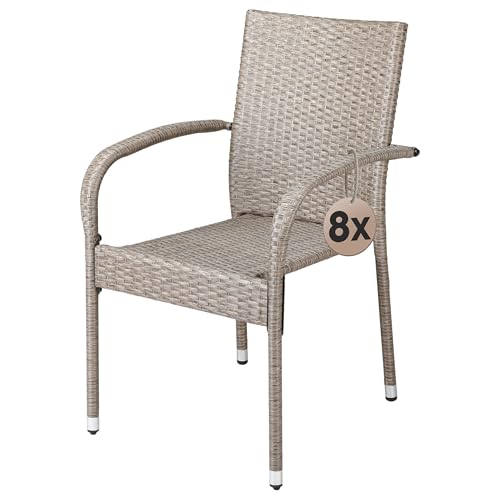 Casaria® Gartenstühle 8er Set Stapelbar Wetterfest Polyrattan...