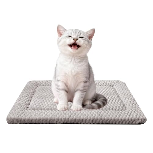 Dog Bed Mat - Dog Crate Pad - Reversible Mat for Pet Comfort - Soft Bed Crate Pads for All Seasons - Durable, Machine Washable Mat for Crates, Travel, and Home (Light Gray, 18" L*14" W*1.5" Th)