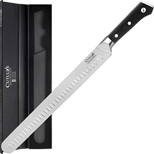 Cutluxe Slicing Carving Knife – 12 Inch Granton Edge Kitchen Knife Forged of