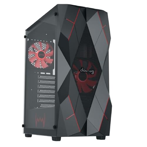 daWg V' Series 240 Mid-Tower Gaming Cabinet/Case, Pre-Installed 2 Multicolor Fans, Support AIO Upto 360mm, ATX, mATX, Mini ITX, Tempered Glass, Dust Filters, Cable Management, USB 3.0 (Black)