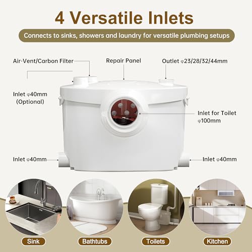 Image of SUPERFLO 750W Macerating Toilet System Powerful Macerator Toilet Pump