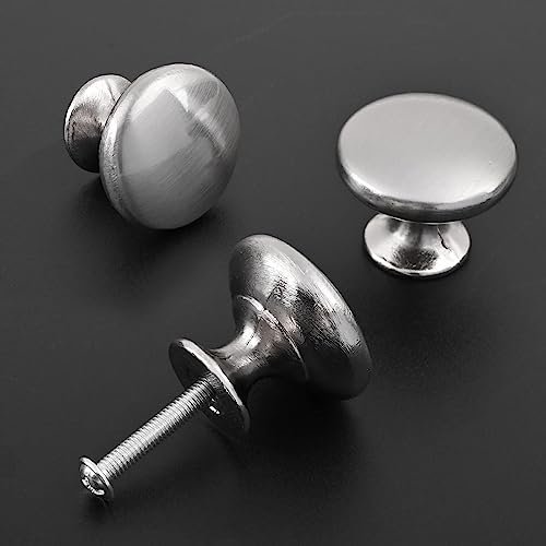 ShipeeKin 20x Cabinet Hardware Round Mushroom Knob Satin Brushed Nickel Wardrobe Drawer Pull Handles 30mm for Kitchen Cupboard Furniture Chest Door Dresser Bathroom - Image 3