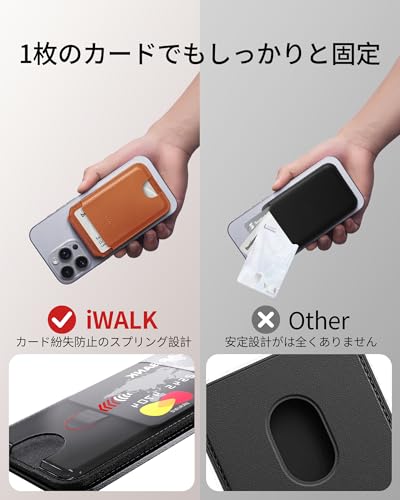 iWALK スマホスタンド Magsafe対応 カードケース【2025年新登場・超強磁力・カード5枚まで収納可能】 薄型 軽量 カード収納 マグネット 角度調節 折りたたみスタンド ウオレット マグセーフ スタンド 持ち歩き便利 iPhone 17/16/15/14/13/12シリーズに対応 オレンジ