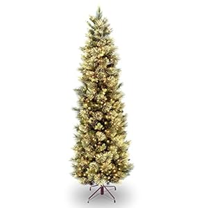 National Tree Company Pre lit Artificial Christmas Tree Includes Pre strung White Lights and Stand Carolina Pine Slim 65 ft