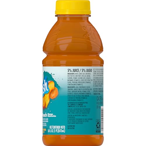 Image of V8 Splash Mango Peach Flavored Juice Beverage, 16 fl oz Bottle (12 Pack)