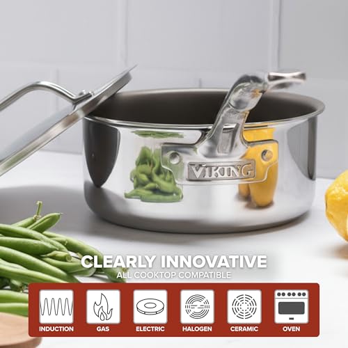 Viking PureGlide Pro 3-Ply Nonstick Sauce Pan, Made without PFAS, 2-Quart Induction Cooking Pot with Lid, Metal Utensil Safe Titanium Nonstick Surface, Oven Safe to 600F by Viking - Image 6