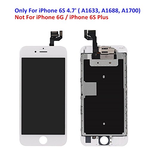 Premium Screen Replacement For Iphone 6S 4.7' - Lcd Complete Repair Kit Display 3D Touch Digitizer Assembly With Earpiece, Front Camera, Proximity Sensor, Tempered Glass, Tools, Instruction (White) #TOP1
