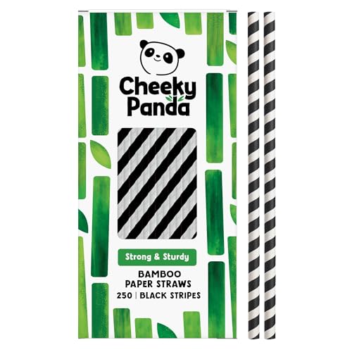 The Cheeky Panda Pailles Carton Jetables | Noir et Blanc | Lot de 250 Paille Bambou